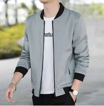 Chaqueta Hombre Primavera Otoño Cuello Alto Diseño Liso - Image 11
