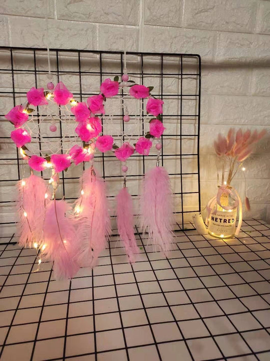 Atrapasueños con Plumas de Avestruz Rosa - Carillón Decorativo para Habitación - Image 21