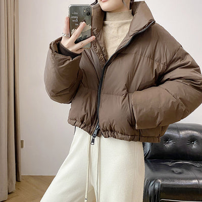 Chaqueta Puffer Corta de Algodón con Cuello Alto para Mujer Petite - Image 3