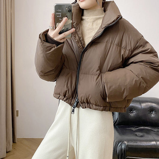 Chaqueta Puffer Corta de Algodón con Cuello Alto para Mujer Petite - Image 3