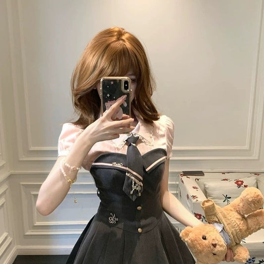 Conjunto de Dos Piezas: Top Tubo de Encaje y Falda con Cuello Cuadrado para Mujer - Image 2