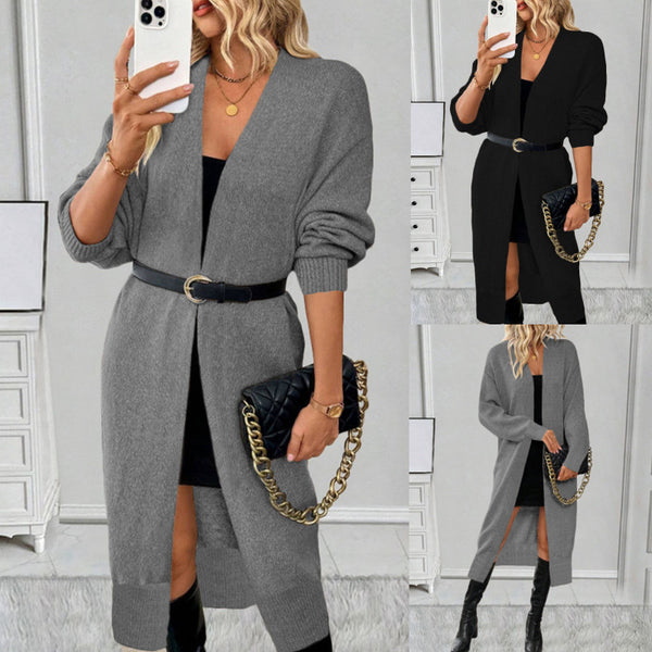 Cardigan Largo Tejido para Mujer - Abrigo Exterior Elegante