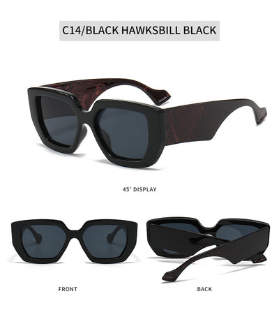 Beige square frame sunglasses with dark gray lenses, featuring a thick, fashion-forward design. - Image 40