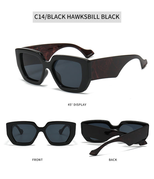 Beige square frame sunglasses with dark gray lenses, featuring a thick, fashion-forward design. - Image 40