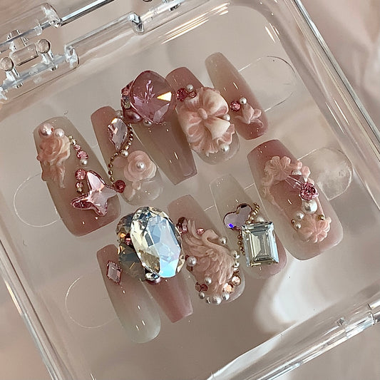 Uñas de Cristal Luxury con Personalizaciónes de Luz Hada