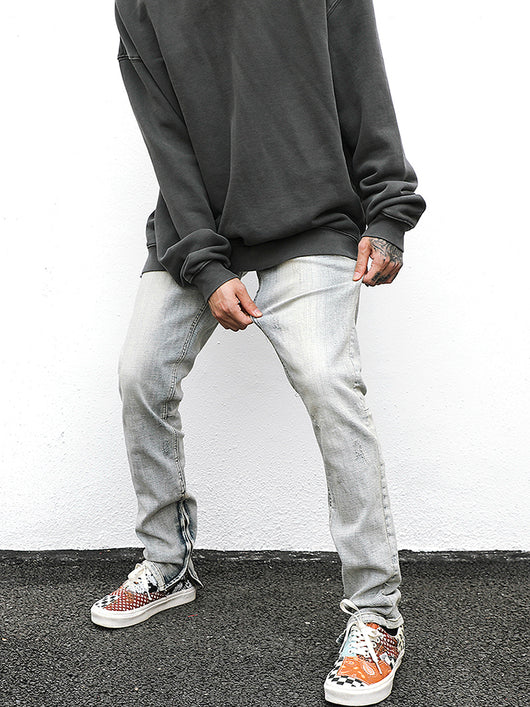 Jeans Slim Fit Desgastados con Efecto Vintage Amarillento - Image 10