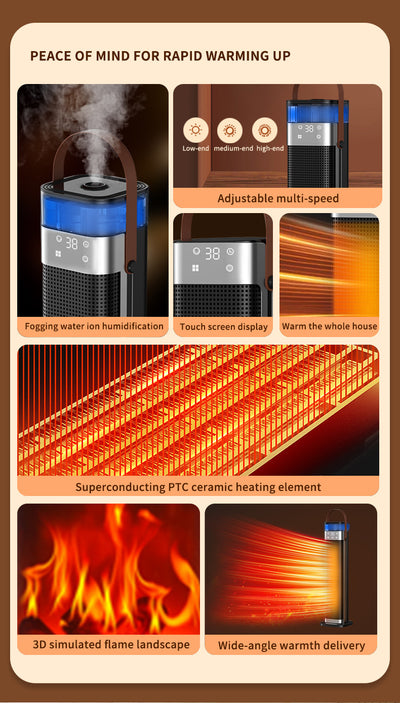 Calefactor Inteligente con Humificador y Efecto Llama Realista - Image 11