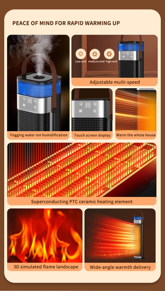 Calefactor Inteligente con Humificador y Efecto Llama Realista - Image 11