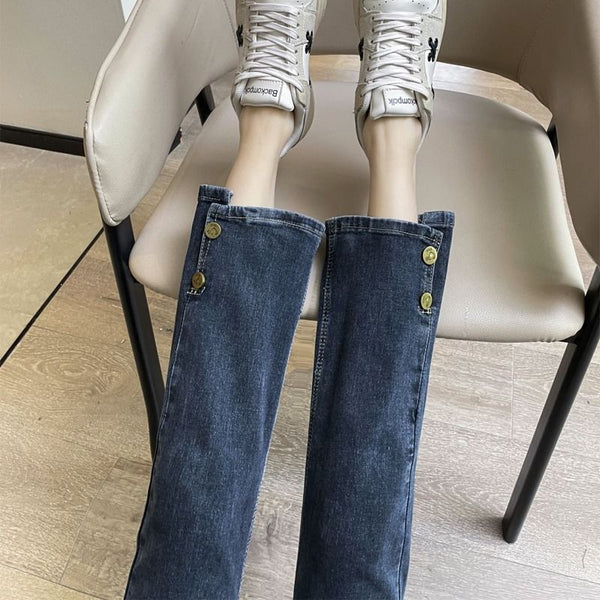 Pantalones Cigarette Cropped con Cierre de Botones para Mujer