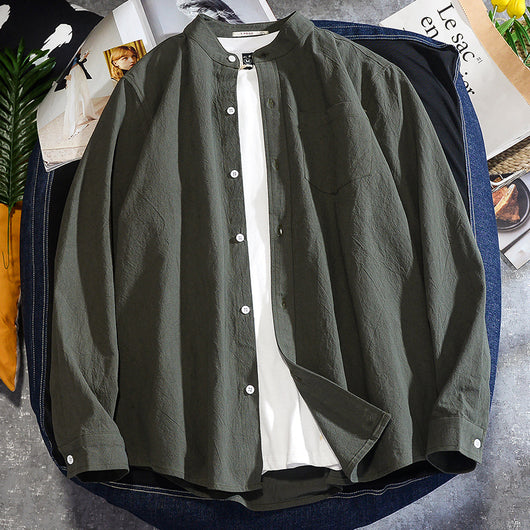 Camisa Manga Larga Algodón y Lino para Hombre - Primavera y Otoño - Image 5