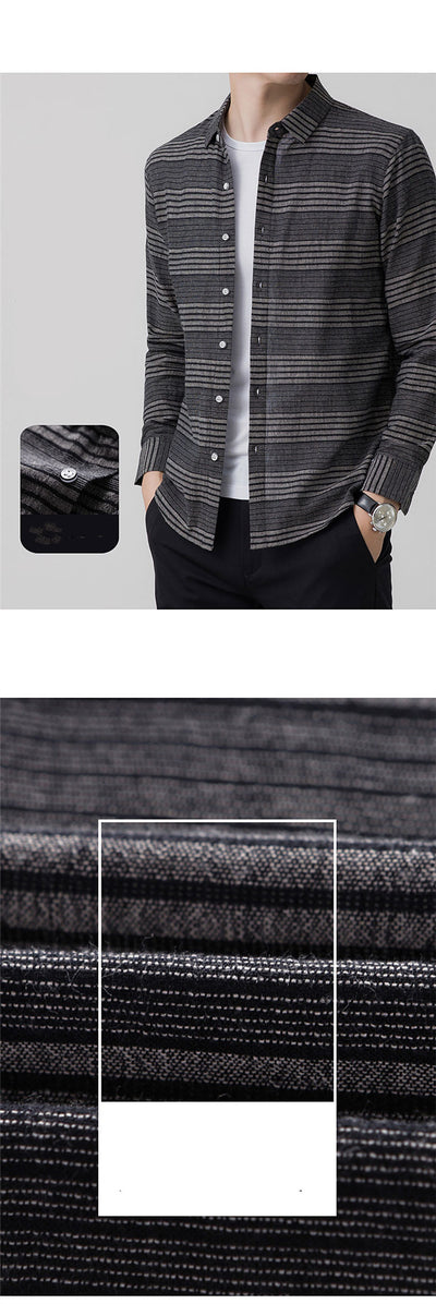Camisa Lino Rayas Manga Larga Casual Ejecutiva para Hombre - Image 13