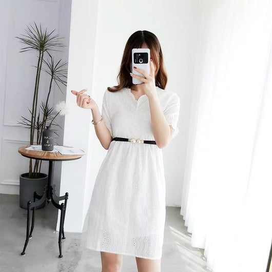 Vestido Elegante para Dama con Botones de Perla y Cintura Elástica Ajustable - Image 10