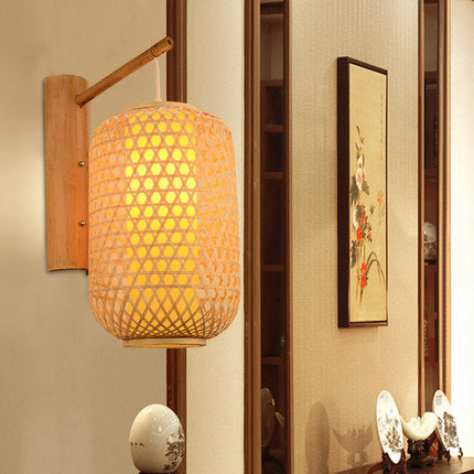 Lámpara de Pared de Bambú Tejido Estilo Chino Moderno - Image 3