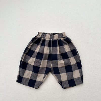 Pantalones Capri Cuadros Azul Retro para Niños