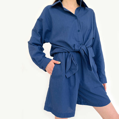 Camisa Larga de Algodón y Lino para Mujer - Colección Otoño Temprano