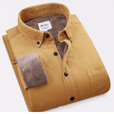Camisa de Pana de Algodón Puro Cálida de Manga Larga para Hombre - Image 12