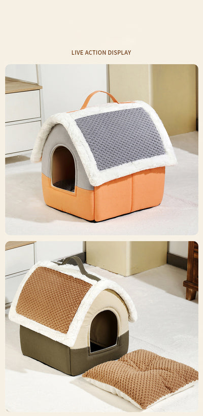Cama Plegable para Perros y Gatos - Cueva Térmica Acogedora para Mascotas - Image 12