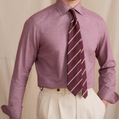 Camisa Business Casual Retro de Algodón con Cuello Windsor - Slim Fit Transpirable