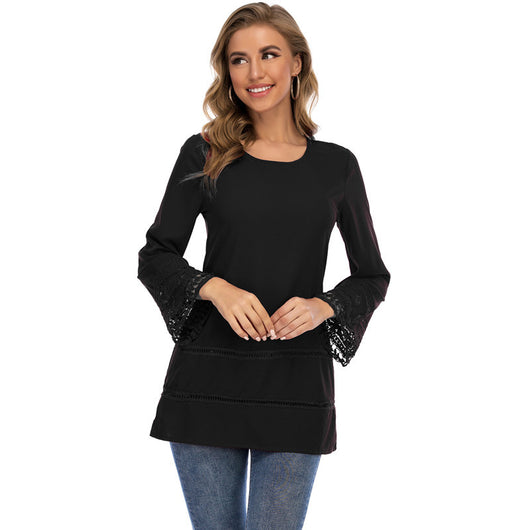 Blusa de Chifón Calado con Estampado Cuadros - Image 5