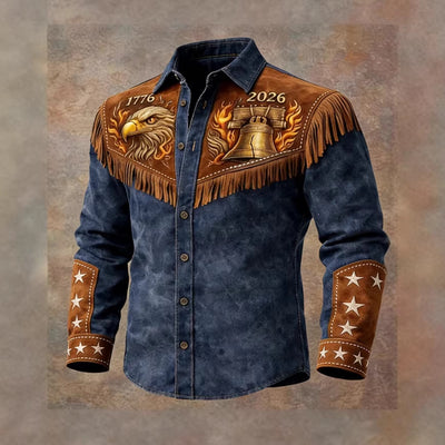 Camisa Western Retro Desgastada Aniversario 250 Años USA