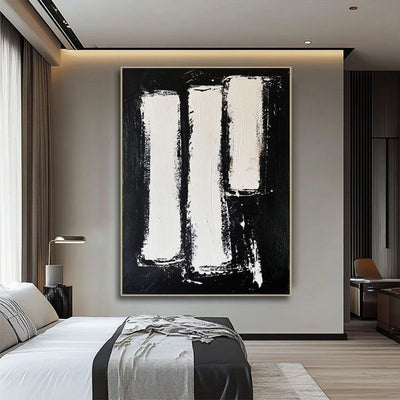 Cuadro Abstracto Blanco y Negro - Pintura al Óleo Moderna para Sala de Estar - Image 7