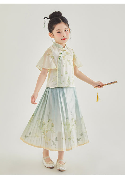 Conjunto Tradicional Chino Niña - Falda Cara de Caballo Manga Corta - Image 20
