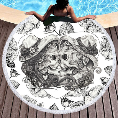 Toalla de Playa Redonda Calavera - Manta Multiusos Fibra Premium - Image 3