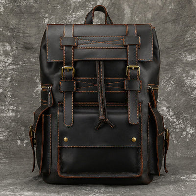 Mochila Multifuncional de Cuero Crazy Horse Retro para Hombre y Estudiantes - Image 20