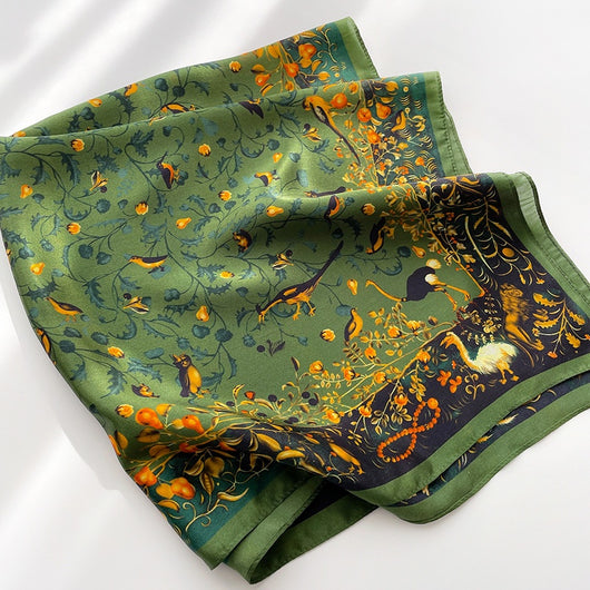 Pañuelo de Seda Estampado Floral Literario para Otoño e Invierno - Image 21