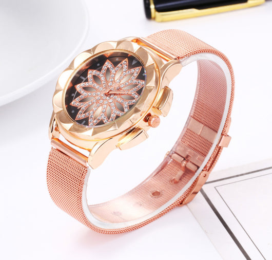 Reloj de Mujer Cuarzo con Malla Metálica y Diseño Floral Elegante - Image 10