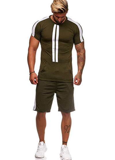 Conjunto Deportivo Hombre Rayas Casual - Shorts y Camiseta Europeo Americano - Image 14
