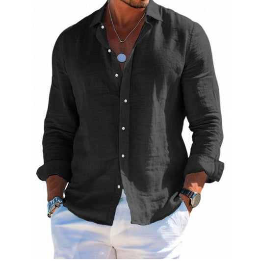 Camisa de Playa Manga Larga con Solapa - Diseño Liso Masculino - Image 21