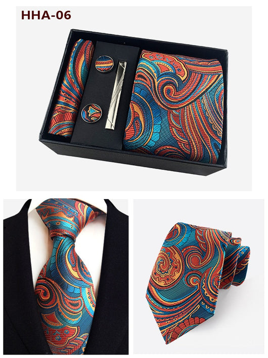 Set de Corbata Paisley con Clip y Caja de Regalo - Corbata Negra Elegante para Negocios - Image 52