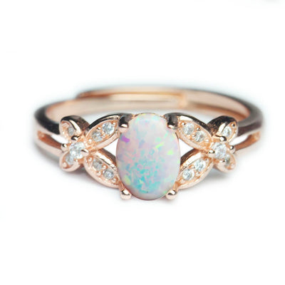 Anillo de Oro Rosado con Ópalo Blanco Multicolor - Image 3