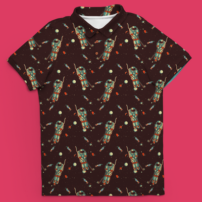 Outer Bounds | Camisa Polo Masculina Astronauta Retrô de Golfe