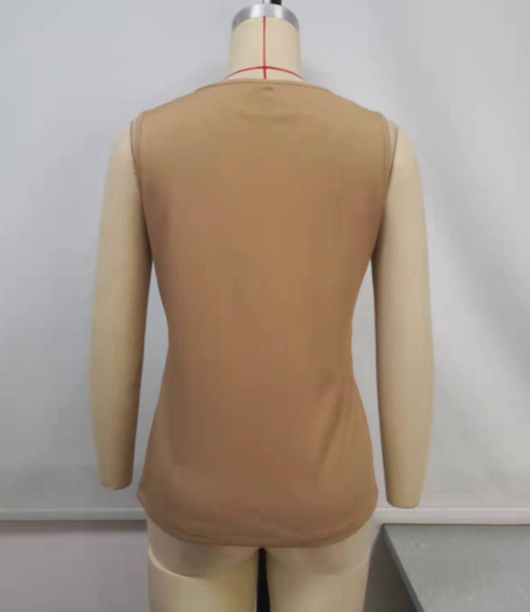 Camiseta Básica sin Mangas Cuello Redondo Ajustada - Image 14
