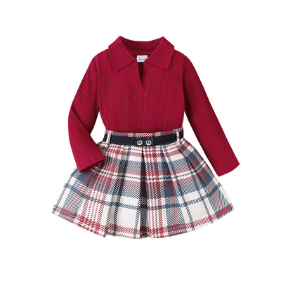 Conjunto Elegante de Otoño e Invierno para Niñas con Falda Plisada de Manga Larga - Image 15