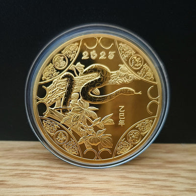 Medalla Conmemorativa Año de la Serpiente Chapada en Oro y Plata - Image 16