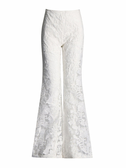 Conjunto Elegante: Blusa Bordada Transparente con Pantalón Talle Alto - Image 18
