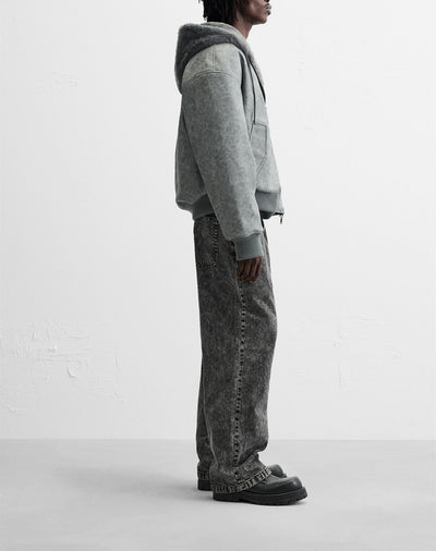 Chaqueta Bomber Reversible con Capucha de Cuero Sintético para Hombre - Image 8