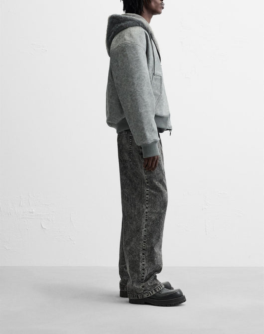 Chaqueta Bomber Reversible con Capucha de Cuero Sintético para Hombre - Image 8