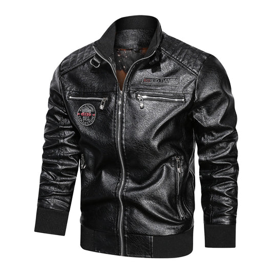 Chaqueta de Cuero con Cuello de Pie y Bolsillos - Image 2