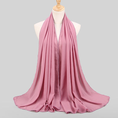 Pañuelo Elegante de Encaje Monocromático y Gasa Perlada para Mujer - Image 29