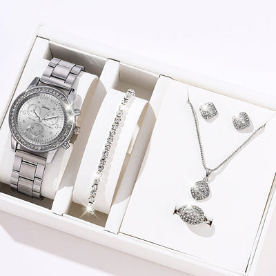 Conjunto de Lujo Combinable con Diamantes y Brillantes Grandes para Mujer - Caja de Cinco Piezas - Image 10