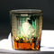 Vaso de Whiskey de Cristal Tallado a Mano con Diseño de Pavo Real
