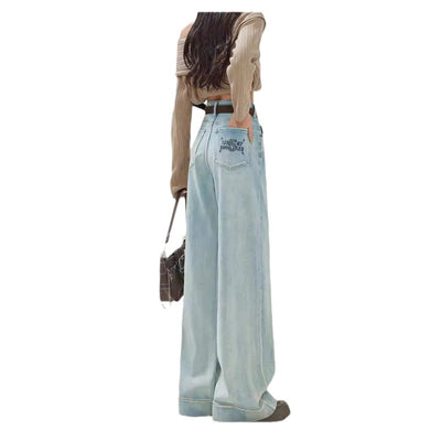 Pantalones Vaqueros Rectos Cintura Alta Color Claro Mujer - Image 6
