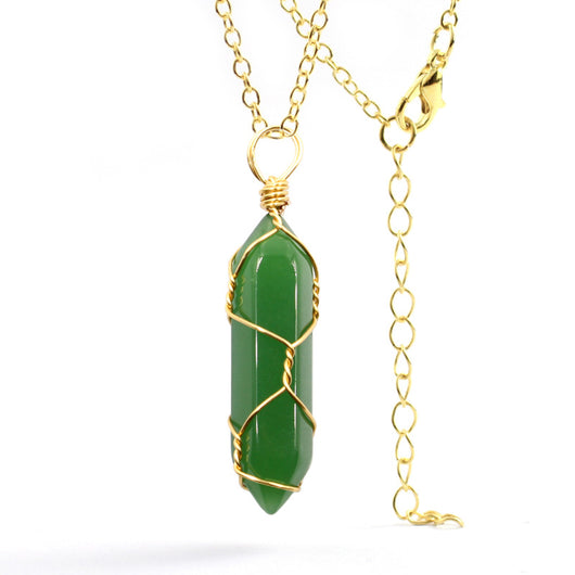 Collar Colgante de Cristal Hexagonal Envuelto a Mano con Piedra Natural - Image 12