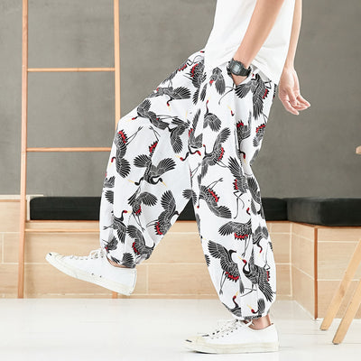 Pantalones Cortos de Lino Estilo Nacional Grúa para Hombre - Image 3