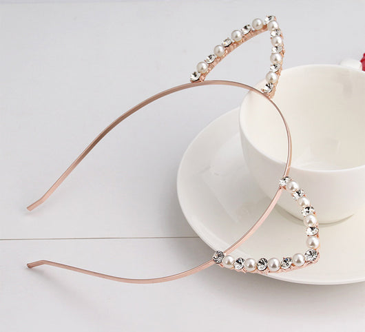 Diadema de Orejas de Gato con Perlas y Diamantes - Image 12