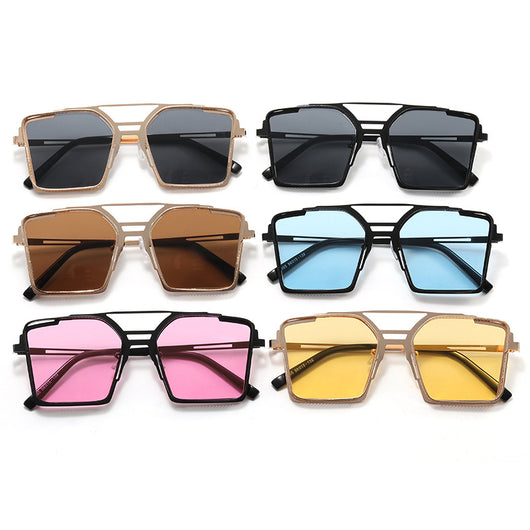 Gafas de Sol Steampunk Hombre Marco Hueco Cuadrado Metal Doble Rayo - Image 9